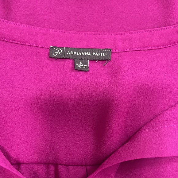 Adrianna Papell size large Fuscia long sleeve v-neck blouse - Picture 5 of 6